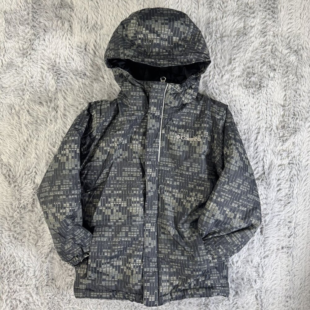 Columbia Boys XS Hooded Waterproof Jacket Black/Gray Sportwear Full Zip Closure
